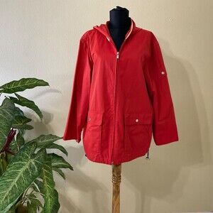 Liz Claiborne Woman plus sz.1X  Red windbreaker Full Zip lightweight hood Jacket